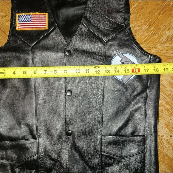 Leather Gallery Mens Leather Motorcycle Vest Size 36 - Picture 7 of 7